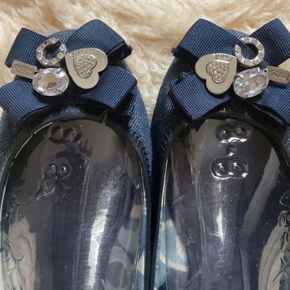 COACH BLUE DENIM TEXTILE BOW COACH DECOR BALLERINA FLAT SIZE US 8.5 - Picture 11 of 13